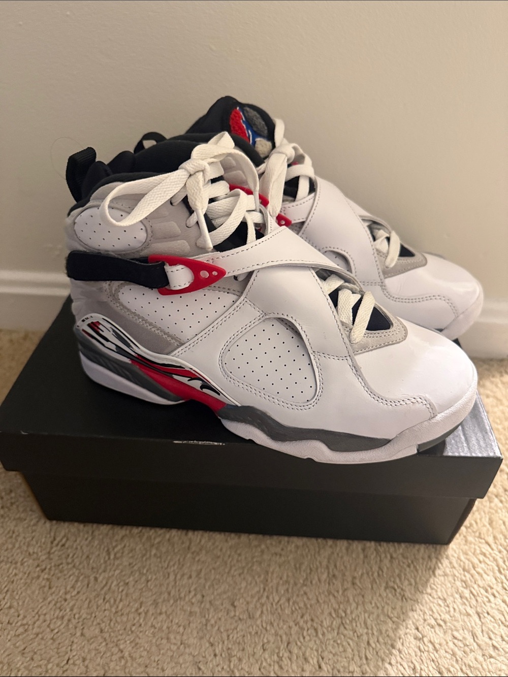 Jordan Kids White, Red & Gray High-Top Sneakers